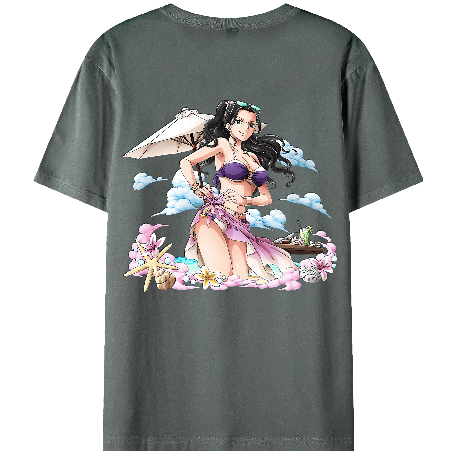 ワンピース ニコ・ロビン ONE PIECE Nico Robin 綿100％ メンズ半袖Tシャツ（バックプリント） 通気性